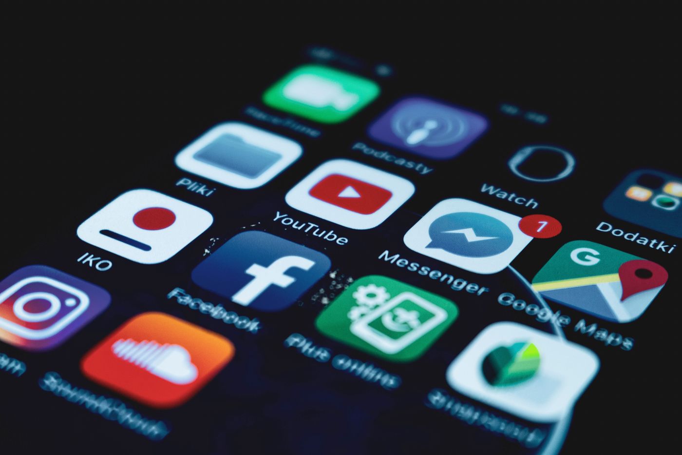 Close-up of app icons on a phone screen
